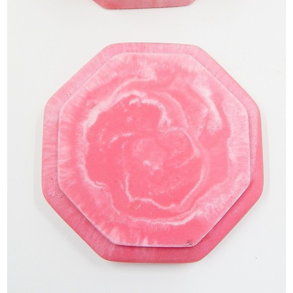 Incolay Pink Stone Butterfly Octagonal Trinket Vanity Dresser Box Signed Nemeth - Picture 10 of 12